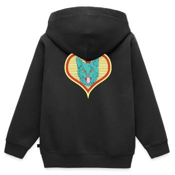Le visage du chat tend la langue - Sweat Premium à capuche zippé enfant bio - noir - Dos - AI Model Kid Male (0cm)