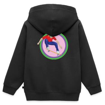 Skateboard Skater Halfpipe Stunt Backflip Board - Sweat Premium à capuche zippé enfant bio - noir - Dos - AI Model Kid Male (0cm)
