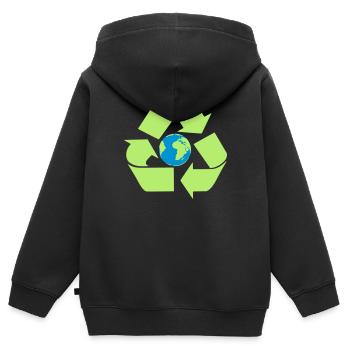 Recycling Erde - Kinder Premium Organic Zip Hoodie - Schwarz - Hinten - AI Model Kid Male (0cm)