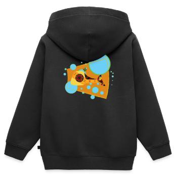 Lachs - Kinder Premium Organic Zip Hoodie - Schwarz - Hinten - AI Model Kid Male (0cm)