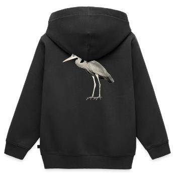 Le héron cendré est devenu à la maison - Sweat Premium à capuche zippé enfant bio - noir - Dos - AI Model Kid Male (0cm)