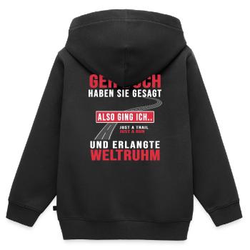 Sportgehen Geher Trail Marathon Ultrarun - Kinder Premium Organic Zip Hoodie - Schwarz - Hinten - AI Model Kid Male (0cm)