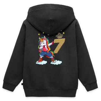 Einhorn Geburtstag 7 Jahre alt Original Mädchen Geschenk - Kinder Premium Organic Zip Hoodie - Schwarz - Hinten - AI Model Kid Male (0cm)