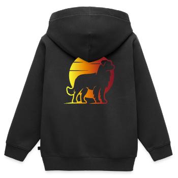 Lever de soleil du berger australien - Sweat Premium à capuche zippé enfant bio - noir - Dos - AI Model Kid Male (0cm)