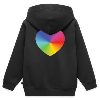 Rainbow Heart - Sweat Premium à capuche zippé enfant bio - noir - Dos - AI Model Kid Male (0cm)