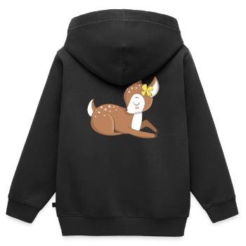 Tierbaby Rehkitz - Kinder Premium Organic Zip Hoodie - Schwarz - Hinten - AI Model Kid Male (0cm)