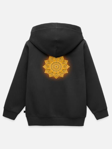 Sunlight Mandala - Kinder Premium Organic Zip Hoodie - Schwarz