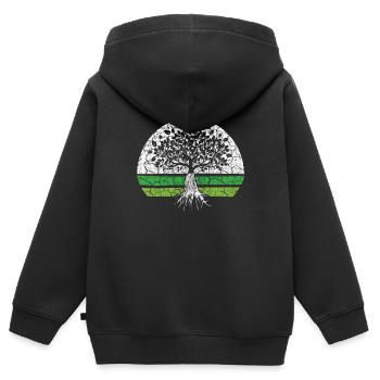 Arbre vert Co2 Climat Environnement Transition énergétique écologique bio - Sweat Premium à capuche zippé enfant bio - noir - Dos - AI Model Kid Male (0cm)