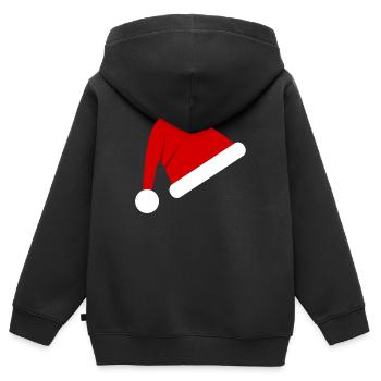 Nikolaus Weihnachtsmütze - Kinder Premium Organic Zip Hoodie - Schwarz - Hinten - AI Model Kid Male (0cm)