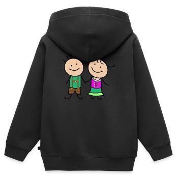 Niedliches Paar - Kinder Premium Organic Zip Hoodie - Schwarz - Hinten - AI Model Kid Male (0cm)