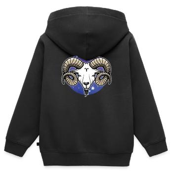 Sternzeichen Widder - Kinder Premium Organic Zip Hoodie - Schwarz - Hinten - AI Model Kid Male (0cm)