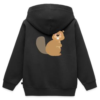 castor - Sweat Premium à capuche zippé enfant bio - noir - Dos - AI Model Kid Male (0cm)