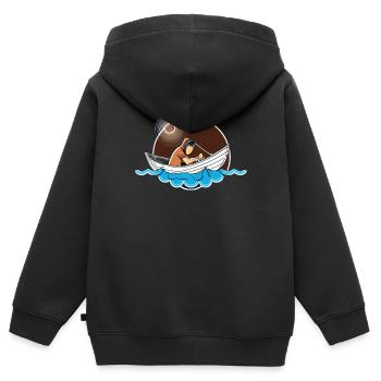 Pêcheur au clair de lune Avec enfant - Sweat Premium à capuche zippé enfant bio - noir - Dos - AI Model Kid Male (0cm)