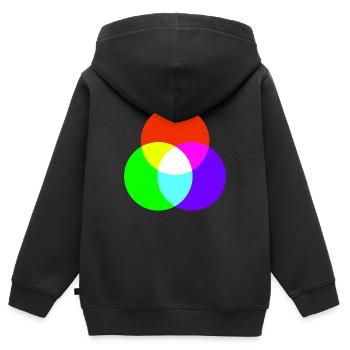 Mélange de couleurs additif - Sweat Premium à capuche zippé enfant bio - noir - Dos - AI Model Kid Male (0cm)