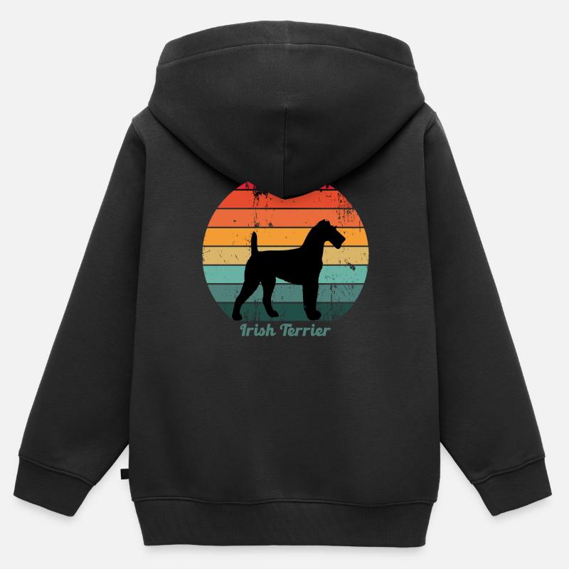 Retro Irish Terrier - Sweat Premium à capuche zippé enfant bio - noir