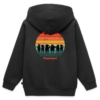 retro Dogologist - Amoureux des chiens - Sweat Premium à capuche zippé enfant bio - noir - Dos - AI Model Kid Male (0cm)
