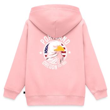 Portland - Kinder Premium Organic Zip Hoodie - Rosa - Hinten - AI Model Kid Female (0cm)