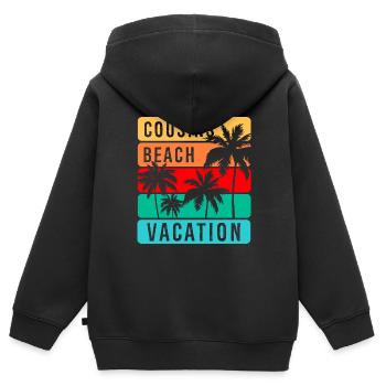 Plage de Cousins - Sweat Premium à capuche zippé enfant bio - noir - Dos - AI Model Kid Male (0cm)