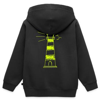 lighthouse - Kids Premium Organic Zip-up Hoodie - black - Back - AI Model Kid Male (0cm)