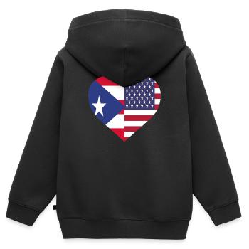 Puerto Rico Flagge Herz Design für Boricua USA - Kinder Premium Organic Zip Hoodie - Schwarz - Hinten - AI Model Kid Male (0cm)