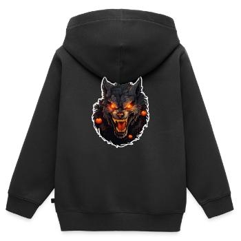 Loup-garou avec Halloween - Sweat Premium à capuche zippé enfant bio - noir - Dos - AI Model Kid Male (0cm)