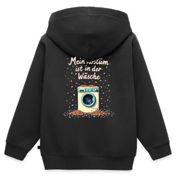 Mein Kostüm ist in der Wäsche Karneval Kein Kostüm - Kinder Premium Organic Zip Hoodie - Schwarz - Hinten - AI Model Kid Male (0cm)