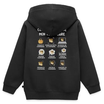 Champignon Cueillette Ramasseur Champignons - Sweat Premium à capuche zippé enfant bio - noir - Dos - AI Model Kid Male (0cm)