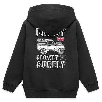 Landy Slowly But Surely - Kids Premium Organic Zip-up Hoodie - black - Back - AI Model Kid Male (0cm)