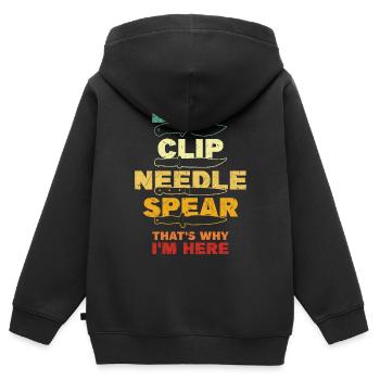 Collecteur de couteaux - Sweat Premium à capuche zippé enfant bio - noir - Dos - AI Model Kid Male (0cm)