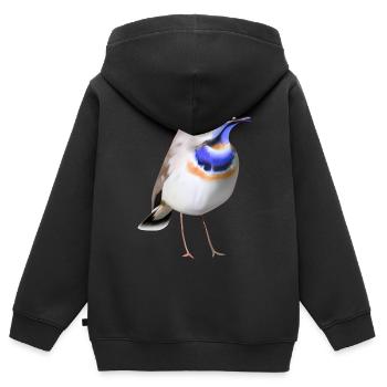 Oiseau gorge bleue - Sweat Premium à capuche zippé enfant bio - noir - Dos - AI Model Kid Male (0cm)