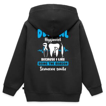 Dental Tooth Teeth - Kinder Premium Organic Zip Hoodie - Schwarz - Hinten - AI Model Kid Male (0cm)