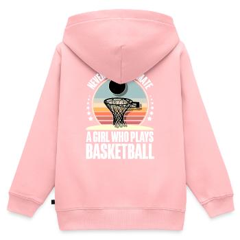 Joueur de basket-ball - Sweat Premium à capuche zippé enfant bio - rose - Dos - AI Model Kid Female (0cm)