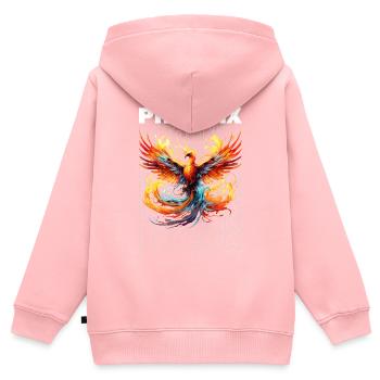 Phoenix Phoenix Fire Flames Mythologie des oiseaux - Sweat Premium à capuche zippé enfant bio - rose - Dos - AI Model Kid Female (0cm)