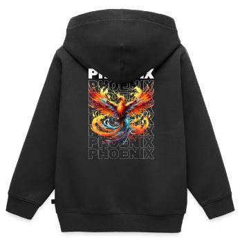 Phoenix Phoenix Fire Flames Mythologie des oiseaux - Sweat Premium à capuche zippé enfant bio - noir - Dos - AI Model Kid Male (0cm)