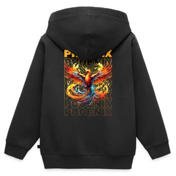 Phoenix Phoenix Fire Flames Mythologie des oiseaux - Sweat Premium à capuche zippé enfant bio - noir - Dos - AI Model Kid Male (0cm)
