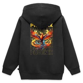 Phoenix Phoenix Fire Flames Mythologie des oiseaux - Sweat Premium à capuche zippé enfant bio - noir - Dos - AI Model Kid Male (0cm)