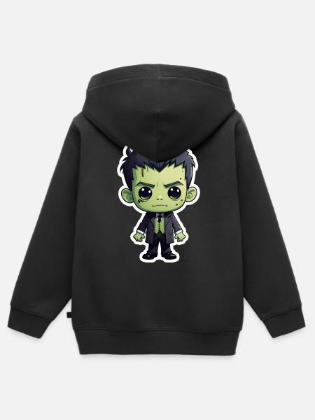 Halloween - Cute Monster Boy - Kids Premium Organic Zip-up Hoodie - black