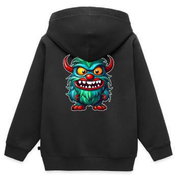 Ugly Monster - Kinder Premium Organic Zip Hoodie - Schwarz - Hinten - AI Model Kid Male (0cm)