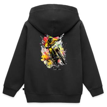 Éclaboussure de motocross - Sweat Premium à capuche zippé enfant bio - noir - Dos - AI Model Kid Male (0cm)
