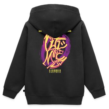 Graffiti urbain streetwear - Sweat Premium à capuche zippé enfant bio - noir - Dos - AI Model Kid Male (0cm)