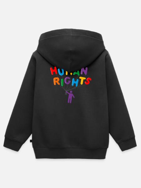 Human Rights - Premium børne zip-hættetrøje økologisk - sort