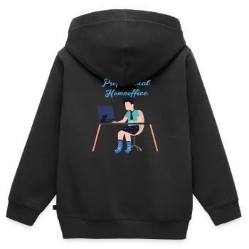 Professionnel, Bureau à domicile, Travail, Bureau - Sweat Premium à capuche zippé enfant bio - noir - Dos - AI Model Kid Male (0cm)