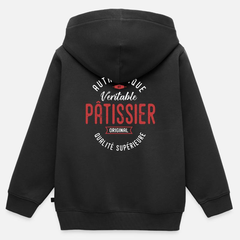 pâtissier authentique profession métier pâtissier - Sweat Premium à capuche zippé enfant bio - noir