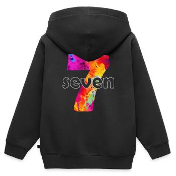 SIEBEN 7 JAHRE JUNGE 7. GEBURTSTAG - Kinder Premium Organic Zip Hoodie - Schwarz - Hinten - AI Model Kid Male (0cm)