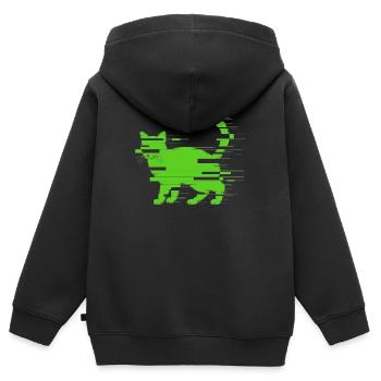 Glitch Cat - Kids Premium Organic Zip-up Hoodie - black - Back - AI Model Kid Male (0cm)