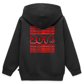 in 2014 - Kinder Premium Organic Zip Hoodie - Schwarz - Hinten - AI Model Kid Male (0cm)