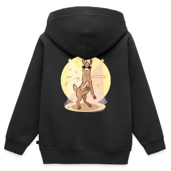 Dabbing Lama - tanzendes cooles Lama - Kinder Premium Organic Zip Hoodie - Schwarz - Hinten - AI Model Kid Male (0cm)