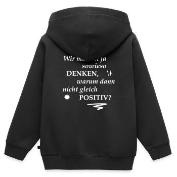 Spruch positiv denken - Kinder Premium Organic Zip Hoodie - Schwarz - Hinten - AI Model Kid Male (0cm)