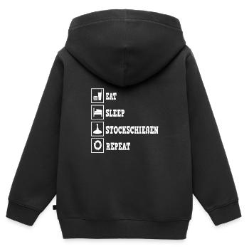 Stick Shooting Stick Shooter Eat Sleep Répéter - Sweat Premium à capuche zippé enfant bio - noir - Dos - AI Model Kid Male (0cm)
