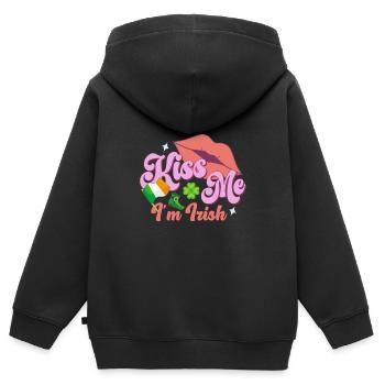 St Paddy’s St Patricksday St Patrick Day - Sweat Premium à capuche zippé enfant bio - noir - Dos - AI Model Kid Male (0cm)